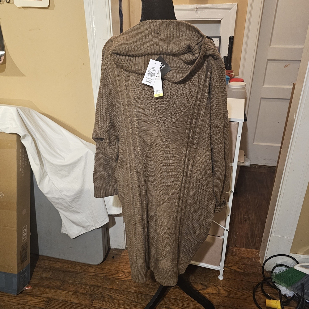 Robbie Bee Taupe Cowl Neck Sweater Dress